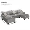 Sectional Couches voor woonkamer 3 stks Chenille U-vormige sofa met dubbele chaïten, gerolde arm met Storagechaises GS005003AAE