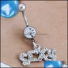 Body Arts Surgical Stainless Steel Navel Ring Sexy Letters Belly Button Rings Piercing Jewelry For Women Drop Deliver Topscissors Dhvus