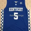 SjZl98 5 Kevin Knox II Kentucky Wildcats Broderi Stitching Retro College Basketball Jersey Anpassa något namn och nummer