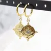 Stud Wholesale Ladies Jewelry Stainless Steel Earrings 18K Gold Geometric White Diamond RingStud