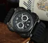 Наручные часы BR Модель Спортивный резиновый ремешок для часов Кварцевый колокольчик Роскошные многофункциональные часы Бизнес Нержавеющая сталь Мужские наручные часы Ross M267a