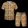 Men's Tracksuits African Print Summer Men's T-shirts Sets Dashiki Tracksuiops/Shorts Sport And Leisure Male Suit Two-piece Gothic Clothe
