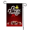 Ny god julbanner Merrychristmas Santa Mönster Garden Sign Linen Material med järnflaggstång Rektangulär banner 47x32cm