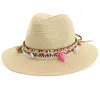 قبعات واسعة الحافة HT3585 Panama Hat Women Men Summer Sun Beach Straw for UV Protection Cap Fashion Fedoras