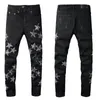 Amirir Jeans Mens Bikers Ripped Bikers en détresse Jeans de luxe Jeans Slim Fit Motorcycle Biker Denim For Men Black 776