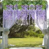 12PCS/SET 3.6 Feet Artificial Flowers Silk Wisteria Vine Hanging Flower for Wedding Garden Floral DIY Living Room Office Decor 220408