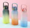 Women Water Bottle With Time Marker For Girl Fitness 1.5L 2L Large Capacity Portable Men Sports Gym Big Drink Bottles With Straw BPA Free