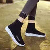 Scarpe eleganti Ulzzang Moda Calzino arancione Scarpe da ginnastica da donna Piattaforma casual Slip on Stivali alti Tennis Basket Scarpe da ginnastica da corsa Novità 220518