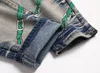 Jeans Vintage Men Slim Fit Belt Printed Straight Biker Denim Pants Big Size Tie Dye Blue Men's Trousers For Male