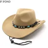 Western Cowboy Hats for Men Wide Brim Panama Trilby Jazz Hats Party Party Sombrero Cap Hat z paskiem 220514