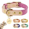 Hundehalsbänder, Leinen, personalisiertes Halsband aus echtem Leder mit Namensschild, individuell, für Chihuahua, Anti-Verlust, für kleine, mittelgroße Hunde, Katzen, verstellbar, für Hunde