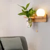 Wall Lamp Modern Light Creative 220V 110V Green Plant Pot Home Decor LED Wooden E27 SocketWallWallWall