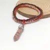 Bracelets de charme 3pcs / Set Femmes Hommes Bracelet 4mm Rhodonite Jaspers 18.5-19cm Élastique Perlé BangleCharm