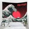 Japoński w stylu fale dywanowe boho dekoracja domowych dywaników ściennych Hippie Tkanina Tabin J220804