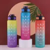Bärbar halmgradient Vattenflaska Vattenkoppar Motiverande sportflaskor med Time Maker Läcksäker kopp för utomhussport Fitness YS0021(hav)