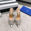 Aquazzura yüksek kaliteli tasarımcılar topuklu yeni bayan sandalet kırmızı dipler crysta buckle parti gelinlik ayakkabı topuk seksi sırt kayışı 100% deri taban sandal