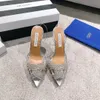 Aquazzura högkvalitativa designers klackar nya damsandaler Röda Bottom Klackar crysta spänne fest brudklänning skor klack sexig ryggrem 100% lädersula sandal