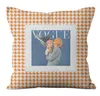 Cushion/Decorative Pillow Nordic Fashion Abstract Patterns Blue Orange Cushions Case Swallow Grids Texture Print Pillows Sofa Chairs Home De