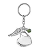 Customize Keychain Stainless Steel Key Rings Forever In My Heart Angel Wings Engraved Love Urn Ash Pendant Memorial Cat Urn