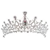 Lyxig brudkrona men högkvalitativa glittrande pärlstavskristaller Royal Wedding Crowns Crystal Veil Headband Hair Tillbehör Party CPA790 W220323