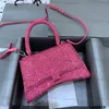 23CM progettista clessidra XS borsa piccola media balencigaity strass borsa a tracolla balencaigaitiess paillettes decorazioni donna glitter borse a tracolla diamanti