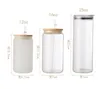 Sublimation Simple 16oz Glass Beer Mug With Bamboo Lid Straw DIY Blank Frosted Clear Jar Shaped Hot Cocktail Iced Coffee Soda Whiskey Glass