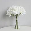 Fleur artificielle de qualité supérieure Touch réel serti Rose Bouquets Mariée tenant des fleurs pour la décoration de la table de mariage de maison 2 paquets