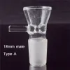 Hookahs Rökning Glasskål Tobak och ört Dry Bowls Slide för Bong Pipes Adapter 14mm 18mm Man Bowl med handtag