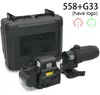 US Stock 558 Holographic Red Green Dot Sight EXPS3-2 Tactical Scope QR with G33 Magnifier for Airsoft Rifle Black OEM copy original box