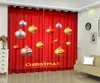 カーテンドレープリビングルームの装飾のためのクリスマスカーテンのプリントベッドルーム装飾ベルボールウィンドウホームYearCurtainDrapeScurtain
