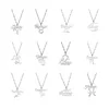 Zodiac Constellation Hängsmycke Halsband Symbol Stainless Stål Smycken Kvinnor Charm Halsband Tjejer Födelsedag Present Pendants Zodiacs