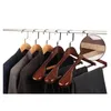 Cabide de madeira luxo cabide de ombro largo terno gancho para roupas organizador de guarda-roupa de serviço pesado tem calças não deslizantes bar 220408