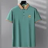 Été hommes polos chemises à manches courtes hommes mode coton mercerisé simple t-shirt décontracté coupe ajustée demi manches polo 001