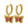 Hoop Huggie 2022 Creative Gold Color Fleurs / Coeur / Butterfly Small Boucles d'oreilles CZ Crystal Burin avec charmes VE260HOOP ODET22