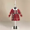 Princess Baby Girls Dresses For 0-5y Casual Long Sleeve Plaid Dress Spädbarn 1st födelsedagsfestklänning Toddler Baby Girl Clothes G220506