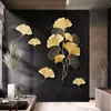 Dekoratif nesneler figürinler nordic ev dekorasyon metal duvar ginkgo yaprağı demir el oturma odası kanepe arka plan asmaDecorative