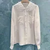 spring new women's dress French sweet lace doll collar diamond studded shirt white top