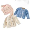 Vestes pour bébés filles, Cardigan en tricot, broderie de fleurs, pull pour bébé fille, automne-hiver, CoatJackets1281647