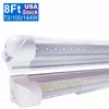 8Ft 144W Double Side 4 Rows LED Tube Lights V-Shaped Integrated Light Fixtures SMD2835 Ultra Bright Cold White 6500K AC110V AC120V AC277V Work Bulb Lamp OEMLED