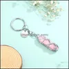 Key Rings Natural Stone Wrap Tree Of Life Hexagonal Prism Keychains Healing Rose Crystal Car Decor Keyholder For Women M Dhseller2010 Dhjpe