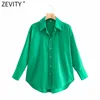 Zevity Women Simply Solid Colors Piersed Poplin Koszule Office Lady Długie Rękaw Slim Bluzka Roupas Chic Koszulki Topy LS9541 220407