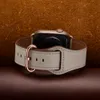 Vit designer läderband för smarta klockor Apple Watch Band Watchband IWatch Series 7 S7 SE -remmar äkta ko -armband 40mm 41mm 45mm smartwatch smartwatchs oss