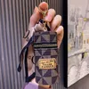 2024 Designer Letter Key Rings Silk Scarf Lipstick Keychains Fashion PU Leather Purse Pendant Car Keyring Chain Charm Brown Flower Mini Bag Trinket Gift for Men