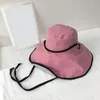 Wide Brim Hats Women Fisherman Hat Sunscreen Anti-UV Adjustable Fasten String Big Bucket Beach HeadwearWide