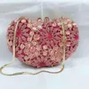 Avondtassen fuchsia elegante vrouwen bloem koppeling strass tas hard case bruid bruiloft kristal portemonnees en handbagsevening