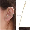 Altri orecchini Gioielli Lady Cler Hook Charm Piercing Ear Climbers Pearl Cubic Zirconia Rhinestone Earring Fashion Dhfmu