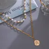 Colares de pingentes de cor de ouro multicamada vintage para mulheres árvore de garotas de moeda de moedas pérolas charme jóias de jóias