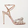 Elegante Verão Celeste Sandálias Sapatos Femininos Couro com aplicação de Cristal Salto Alto Tiras Senhora Gladiador Sandalias Conforto Caminhada