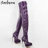Sorbern – cuissardes hautes unisexes à entrejambe, bottes longues à talons hauts en métal de 18Cm, chaussures à plateforme avec pointes, bottes de marche dures, orteils pointus