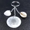 Keychains Mode Lotus Shell Edelstahl Quaste für Frauen rund silberfarbene Schlüsselketten Schmuck Llaveros K77635S07